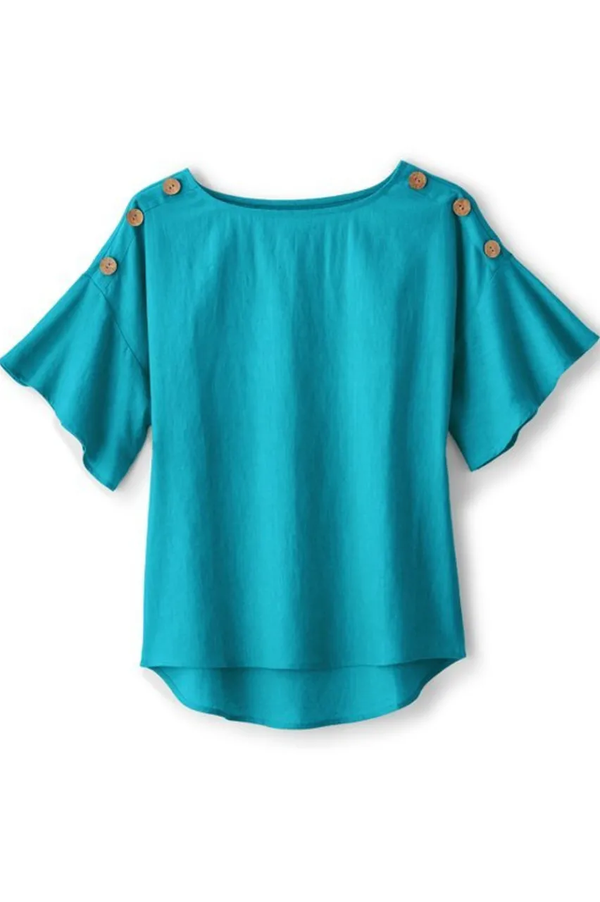 Shop Andrea Linen Blend Pullover Tops
