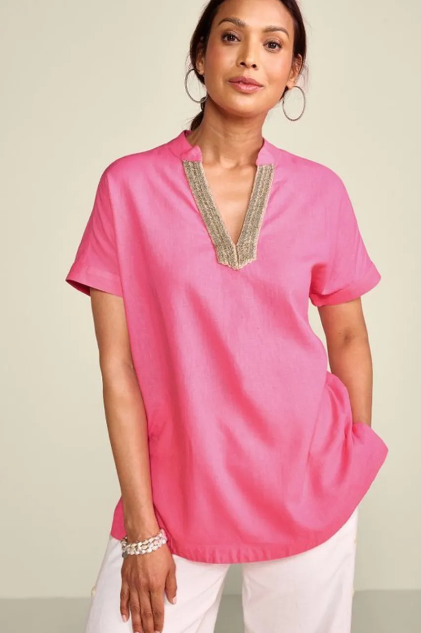 Best Annalise Linen Blend Tunic Tops | Tunics & Leggings