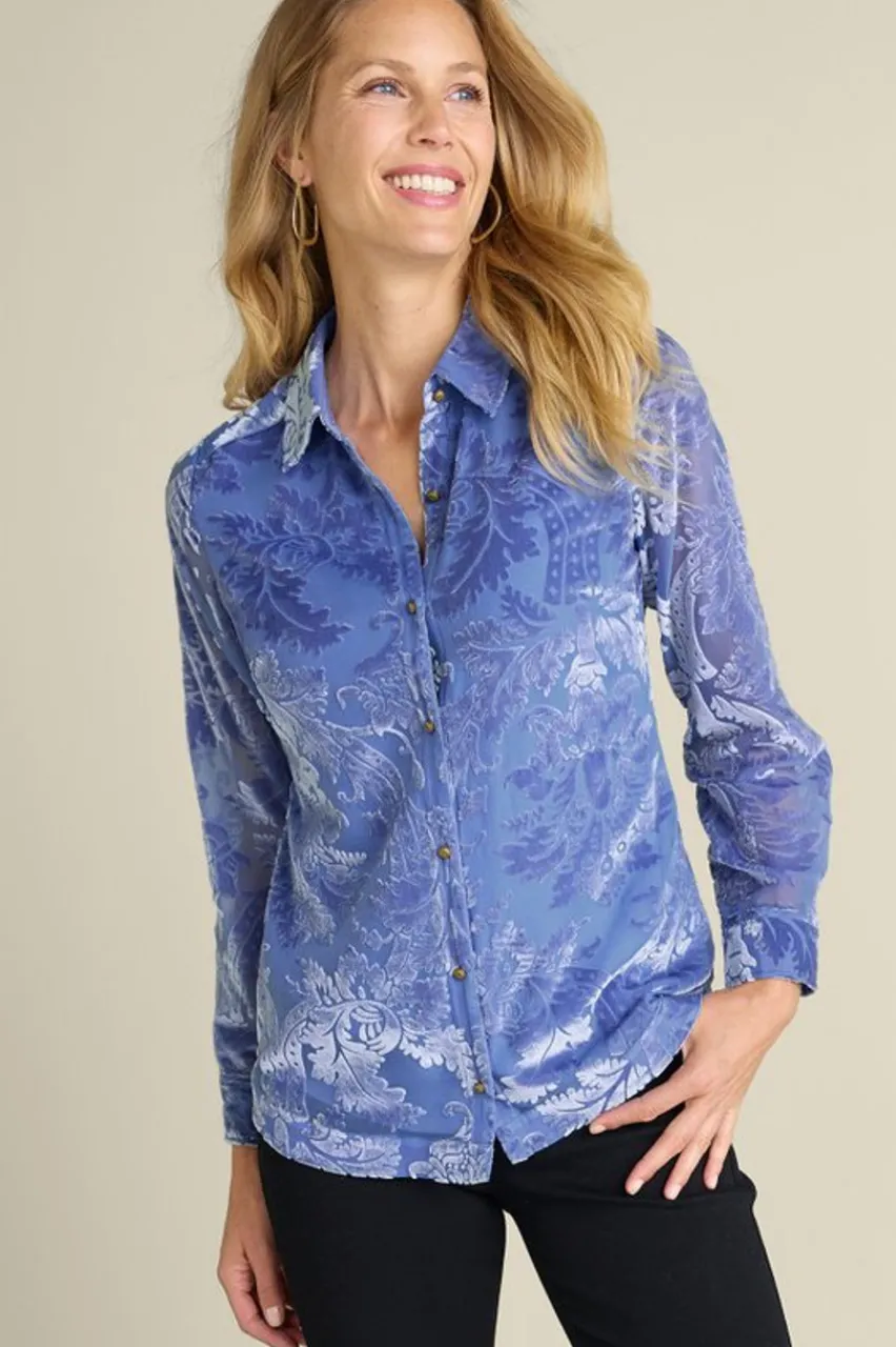 Hot Floreat Velvet Shirt Tops