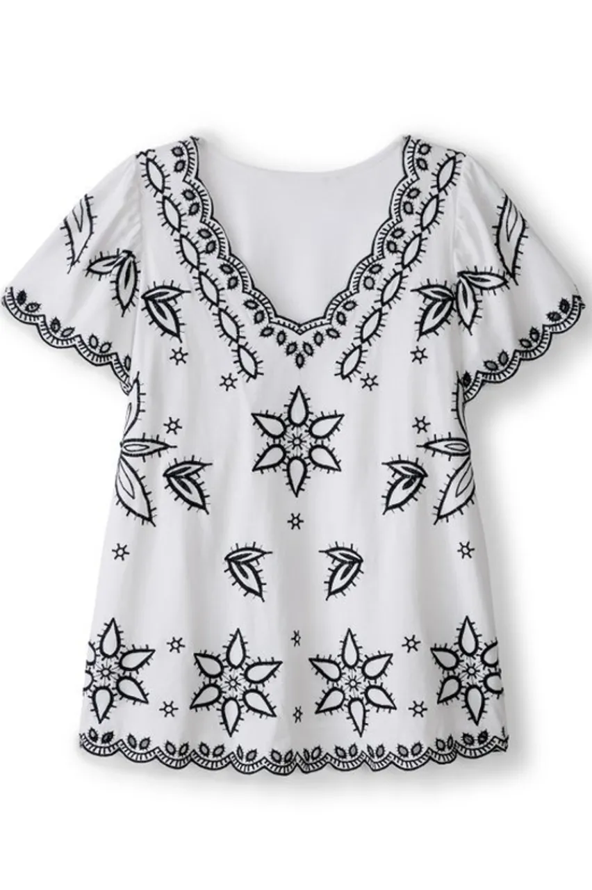 Cheap Teres Embroidered Tee Tops